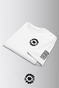 Image 3 of CHANGE YA TUNE ROUND LOGO WHITE TEE — ORGANIC OVERSIZE
