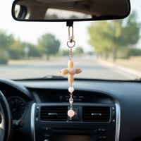 Image 5 of Milky Tea Jade Charm: Jade & Morganite Keychain | 18k Gold Plated Clasp