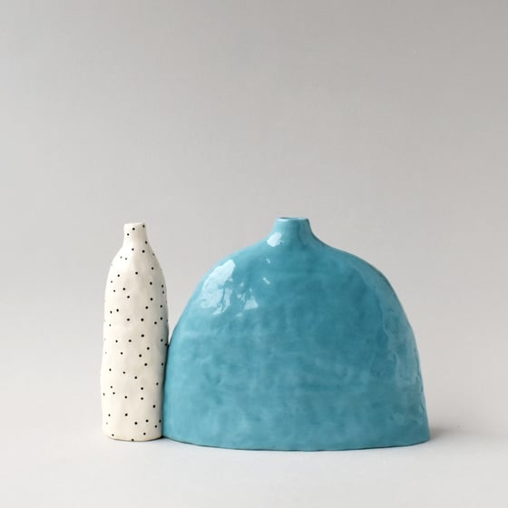 Image of  Turquoise with Dots Attached Vases