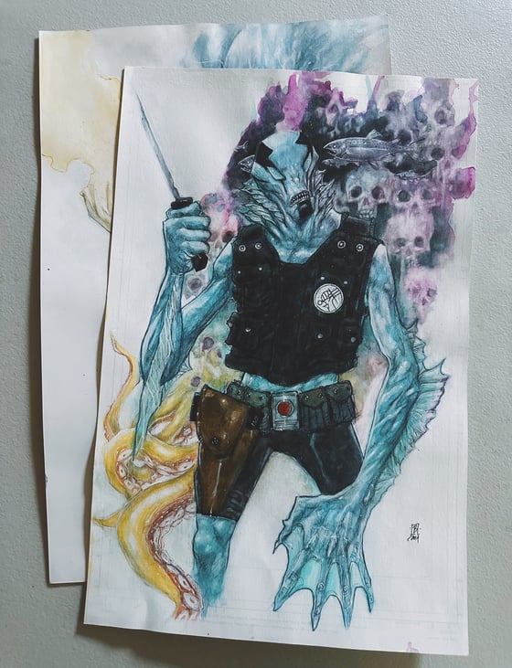 Image of ABE SAPIEN & LIZ SHERMAN BUNDLE (2 ORIGINAL PAINTINGS)