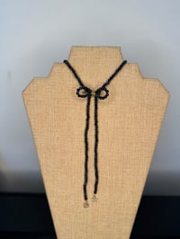 Image 2 of Dumorite with Mother of Pearl Star Charms Bow Necklace