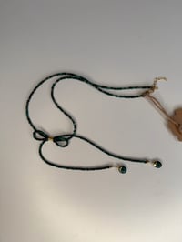 Image 3 of Malachite and Raw Emerald with Malachite Charms Bow Necklace