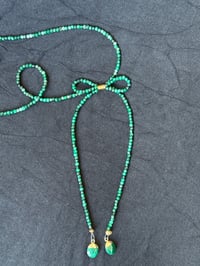 Image 2 of Malachite and Raw Emerald with Malachite Charms Bow Necklace