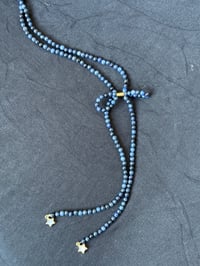 Image 3 of Dumorite with Mother of Pearl Star Charms Bow Necklace