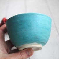 Image 8 of Turquoise Yunomi Tea Cup, 8 oz. Ceramic Stoneware Cup Made in USA