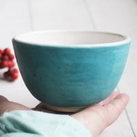 Image 7 of Turquoise Yunomi Tea Cup, 8 oz. Ceramic Stoneware Cup Made in USA