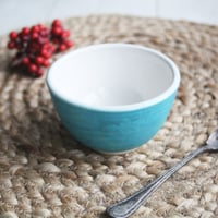 Image 9 of Turquoise Yunomi Tea Cup, 8 oz. Ceramic Stoneware Cup Made in USA