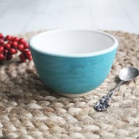 Image 10 of Turquoise Yunomi Tea Cup, 8 oz. Ceramic Stoneware Cup Made in USA