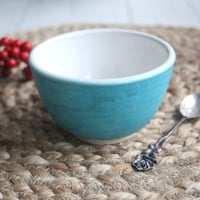 Image 11 of Turquoise Yunomi Tea Cup, 8 oz. Ceramic Stoneware Cup Made in USA