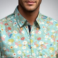 Image 2 of Camisa flores silvestres verde agua