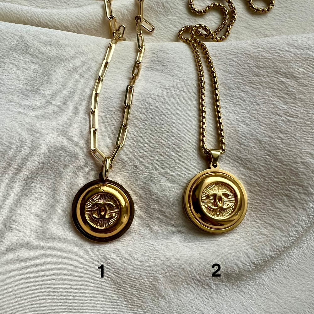 Image of Vintage Ch@nel upcyled pendant