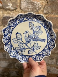 Robin and the oak tree stoneware plate