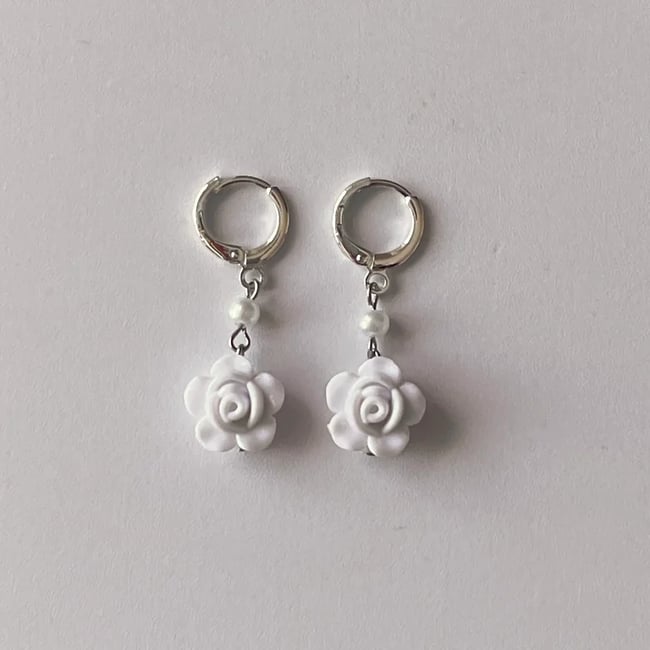 dangle and drop roses huggie hoop earrings