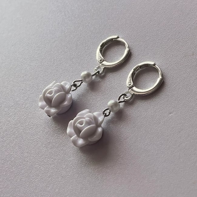 dangle and drop roses huggie hoop earrings