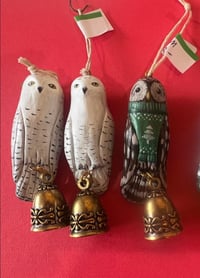Set of three owl ornaments