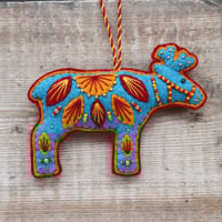 Image 1 of Blue Reindeer Decoration