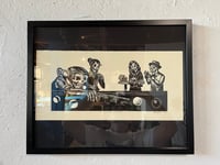 Image 2 of The Pool Hall- El Billar Linocut Print