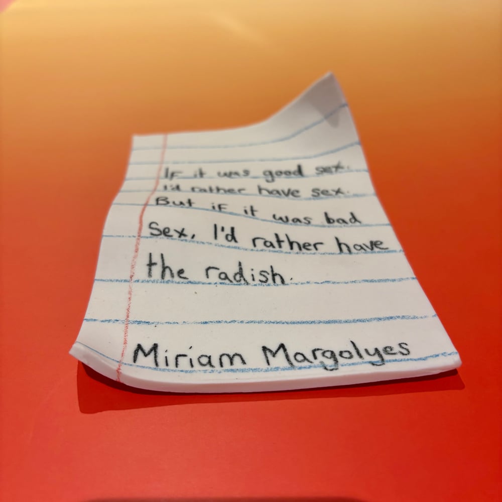 Image of Miriam Margolyes Radish Porcelain Note