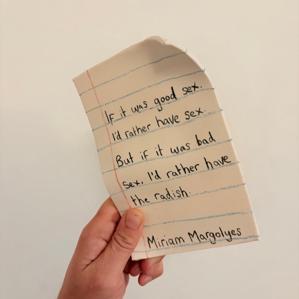 Image of Miriam Margolyes Radish Porcelain Note