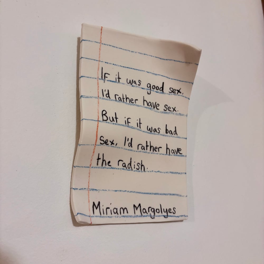 Image of Miriam Margolyes Radish Porcelain Note
