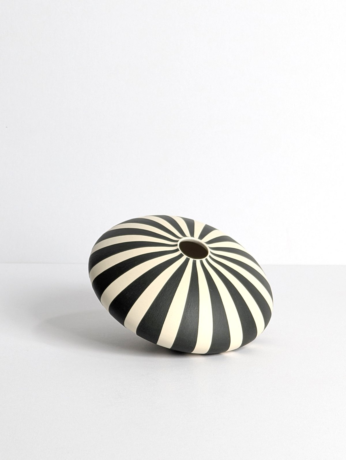 Image of Midi Black & White Humbug Vase No2