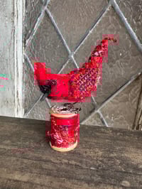 Image 1 of Small Stitched Red Cardinal on spool