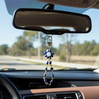 Image 1 of Chinoiserie Charm Lanyard: Lapis Lazuli Purse & Car Accessory | Blue & White Elegance