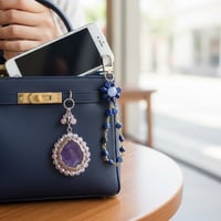 Image 5 of Chinoiserie Charm Lanyard: Lapis Lazuli Purse & Car Accessory | Blue & White Elegance