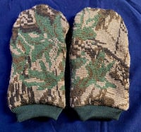 Image 1 of Wool Upcycled Mittens- Adult L-XL- Camo