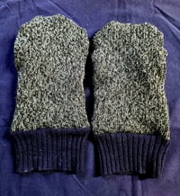 Image 2 of Upcycled Wool Adult Mittens- L-XL- Navy & Charcoal Heather 