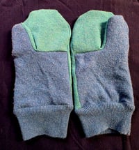 Image 2 of Pure Cashmere Upcycled Adult Mittens- L-XL- Aqua & Blue
