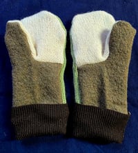 Image 2 of Upcycled Wool Adult Mittens - S-M- Sage & Browns