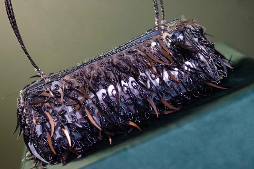 Image of Vintage Zia Gunmetal Grey Beaded Statement Bag