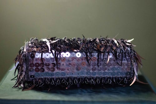 Image of Vintage Zia Gunmetal Grey Beaded Statement Bag