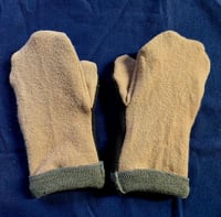 Image 2 of Upcycled Wool Adult Mittens- S-M- Brown & Carmel