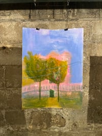 My Budapest: Kiscelli - mixed media painting on handmade vintage cardboard