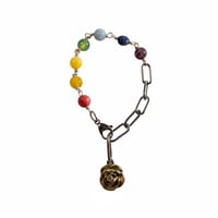 Image 1 of Soda POP Tutti Frutti Bracelet: Multi-Gemstone Paper Clip Chain | Rhodochrosite, Lapis & More
