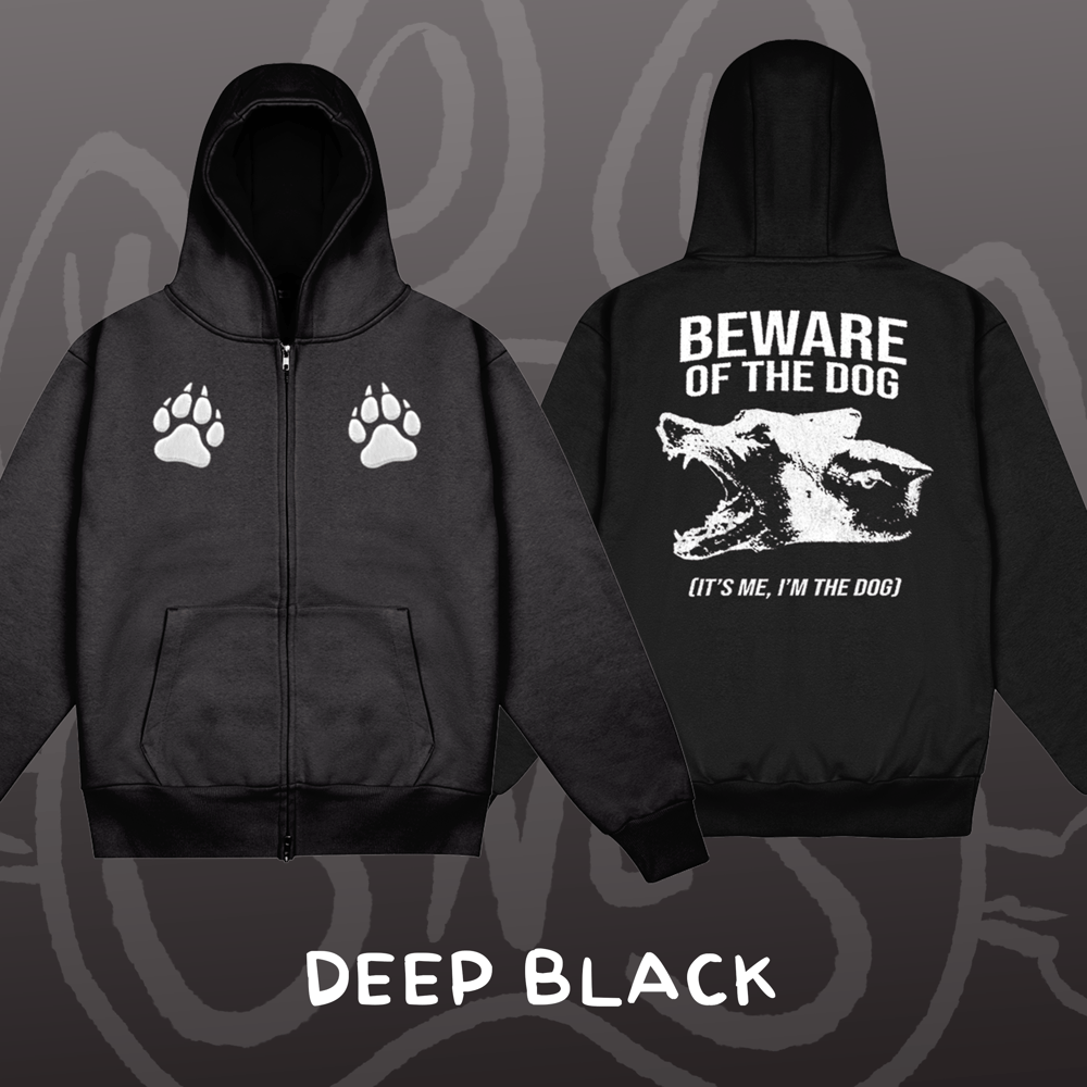Image of BEWARE OF THE DOG - Heavyweight Zip-up Hoodie
