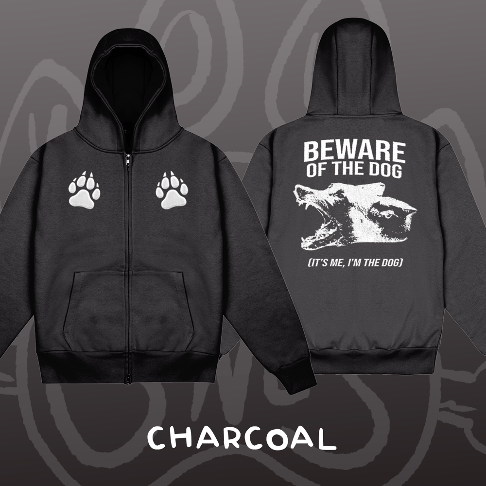 Image of BEWARE OF THE DOG - Heavyweight Zip-up Hoodie