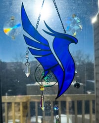 Image 5 of ILLENIUM Stained Glass Suncatcher Phoenix Mobile – Bright Blue