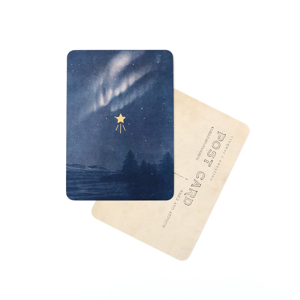 Image of Carte Postale ÉTOILE FILANTE / DORÉ / NUIT