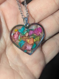 Image 2 of Heart Rainbow Rose Confetti Necklace