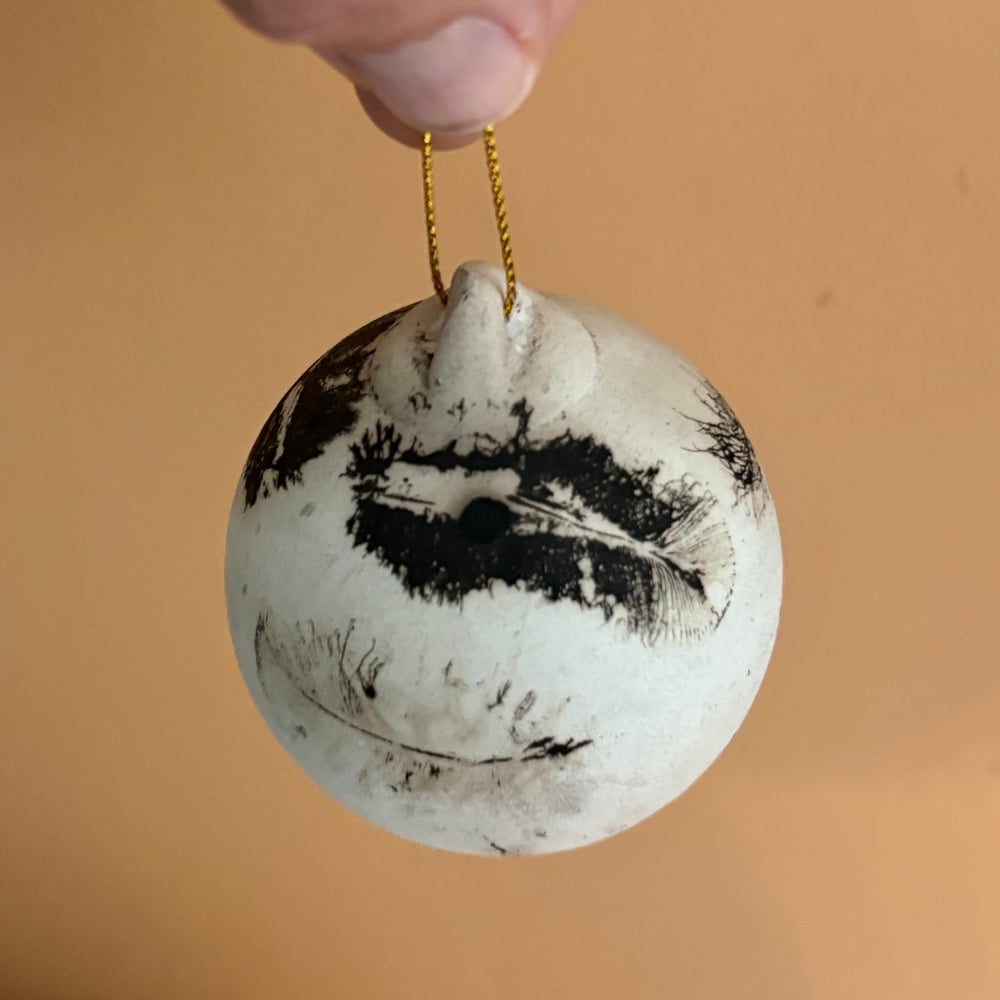 Image of Ghost Feather Raku Bauble