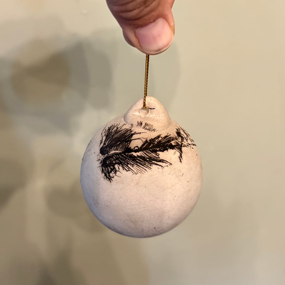 Image of Ghost Feather Raku BaubIe