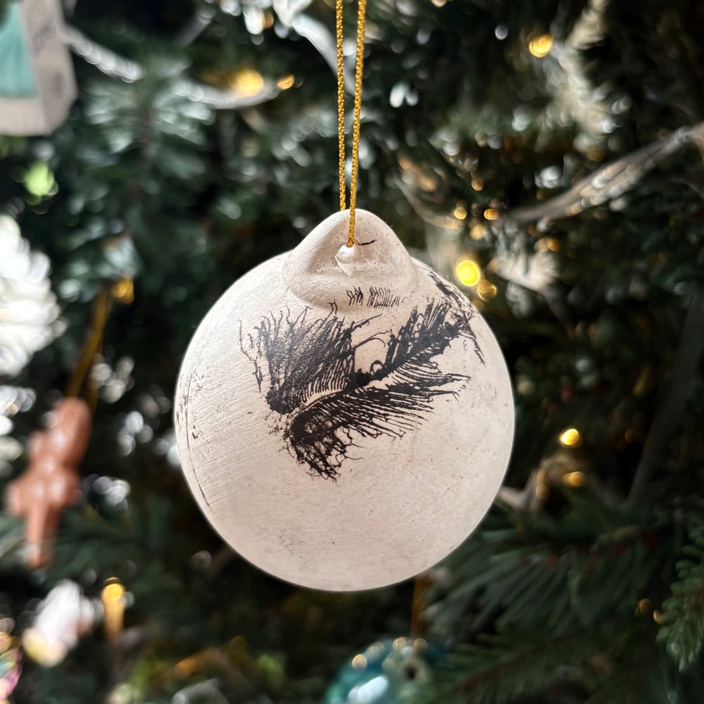 Image of Ghost Feather Raku BaubIe