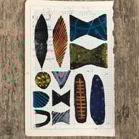 Image 2 of Gathering components - edition of 12 hand coloured Lino prints