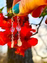 Image 1 of Amethyst and aquamarine silver dangle earrings