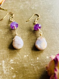 Image 1 of amethyst minimalist earrings in gold