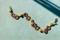 Image 2 of copper spiral bracelet with green turquoise