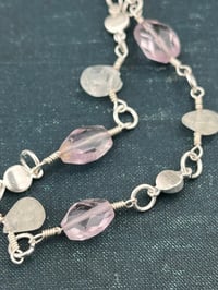 Image 2 of Amethyst and aquamarine silver wire wrapped necklace